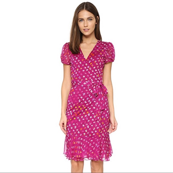 Diane Von Furstenberg Dresses & Skirts - DVF Layton Jersey And Chiffon Ruffle Wrap Dress